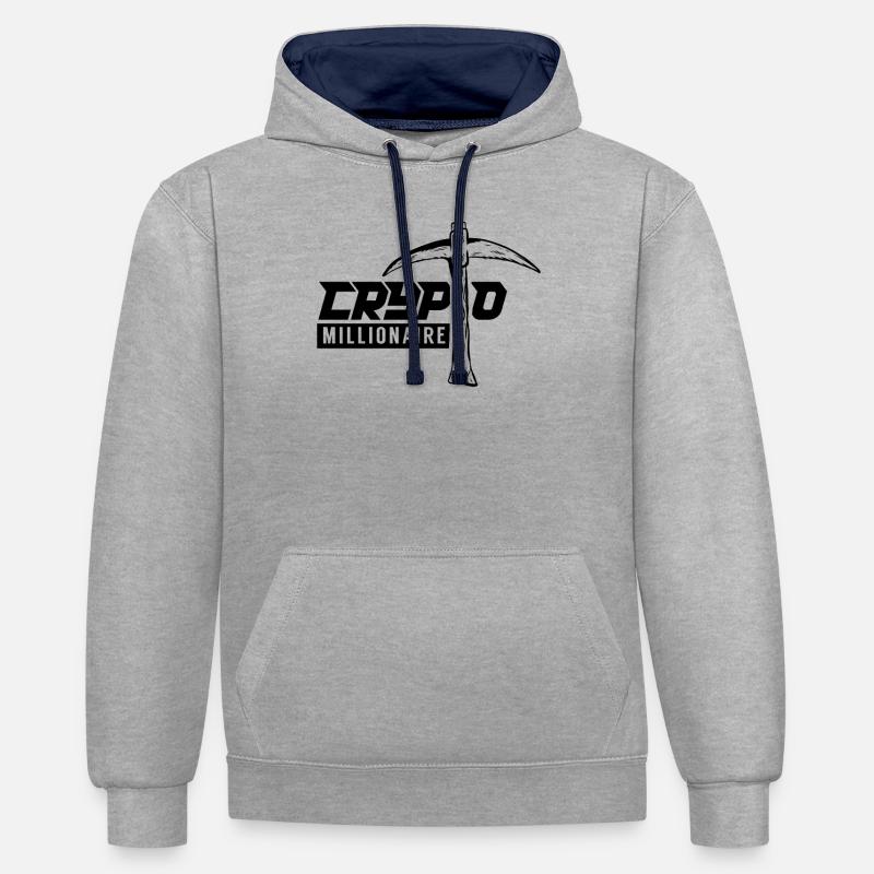 Crypto millionnaire Blockchain Crypto Bitcoin - Sweat à capuche contrasté - gris chiné/bleu marine