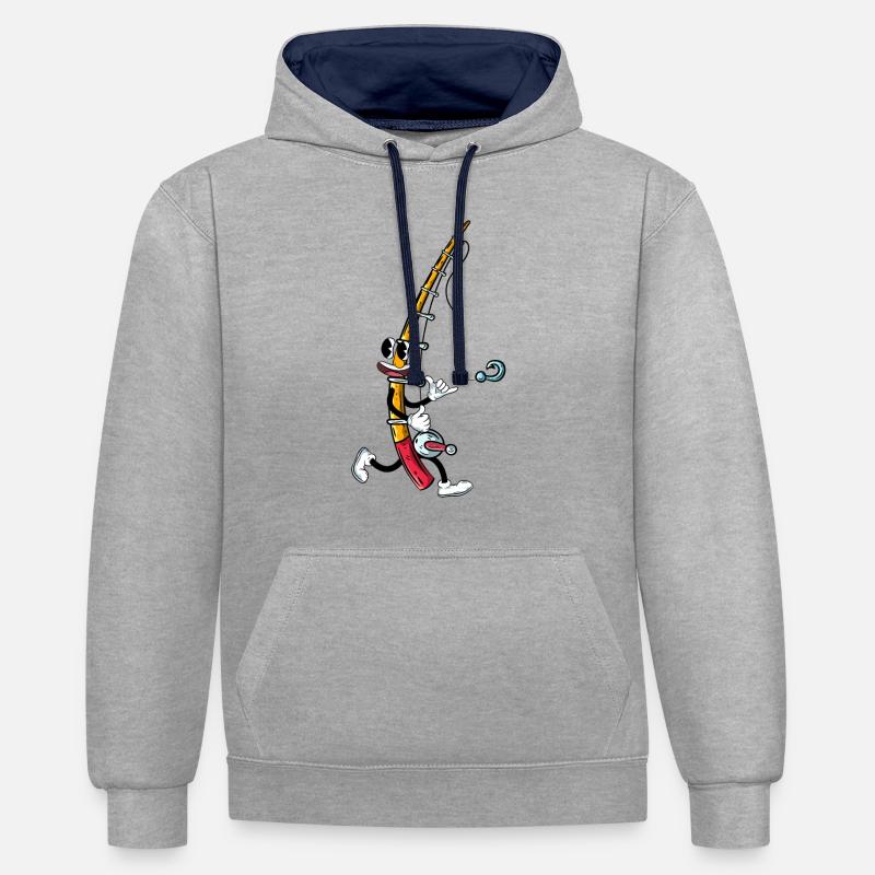 Pêcheur Pêcheur Ange - Sweat à capuche contrasté - gris chiné/bleu marine