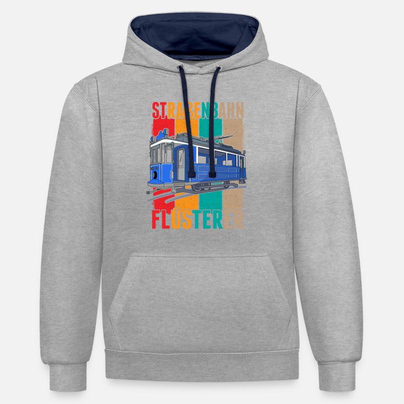 Straßenbahn Flüsterer Straßenbahnfahrer S-Bahn - Kontrast-Hoodie - Grau meliert/Navy
