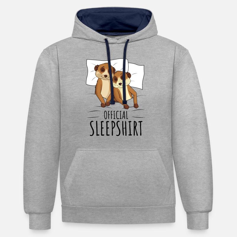 Suricate - Sweat à capuche contrasté - gris chiné/bleu marine