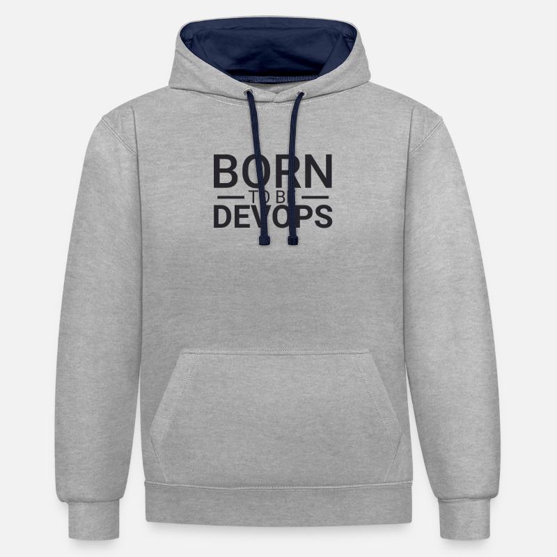 "DevOps Born | Software Development" - Contrast hoodie - heather grey/navy