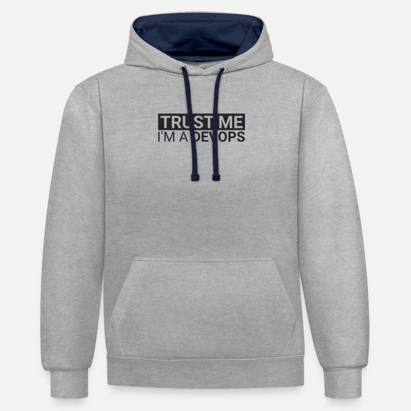 "DevOps Trust | Softwareentwicklung" - Kontrast-Hoodie - Grau meliert/Navy