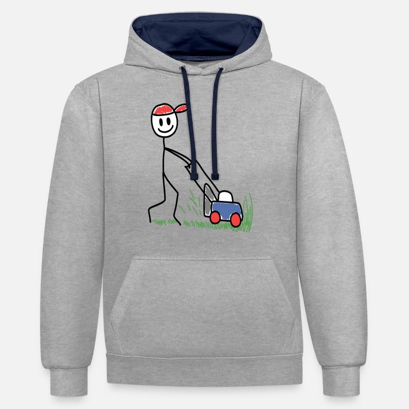 Tondeuse à gazon Doodle - Jardinage - Sweat à capuche contrasté - gris chiné/bleu marine