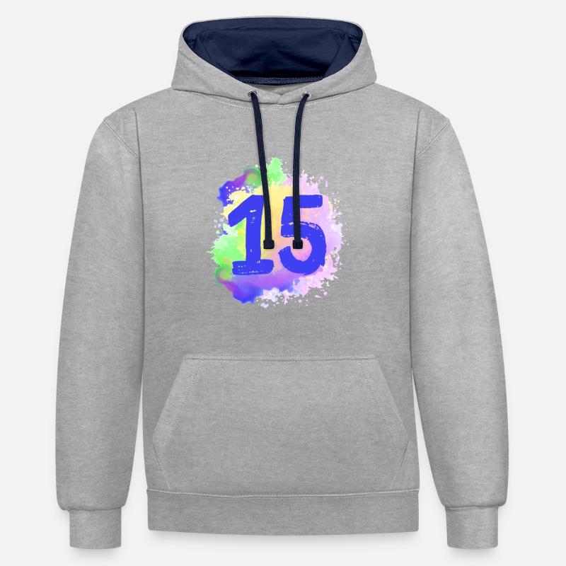 15 Nombre d’objets blob - Sweat à capuche contrasté - gris chiné/bleu marine