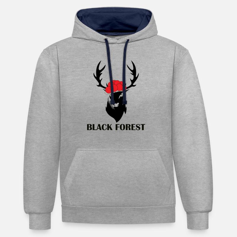 Cerf Bollenhut Forêt-Noire - Sweat à capuche contrasté - gris chiné/bleu marine