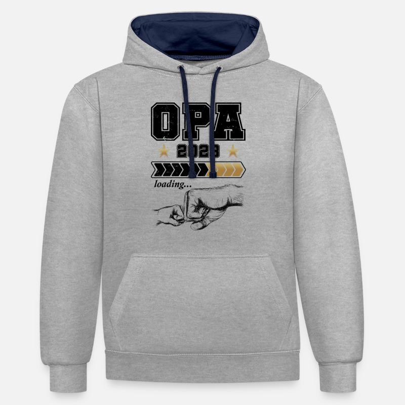 Opa Loading 2023 - Kontrast-Hoodie - Grau meliert/Navy