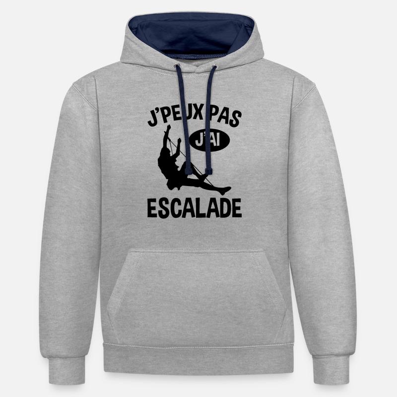 Je Peux Pas J'ai Escalade - Sweat à capuche contrasté - gris chiné/bleu marine