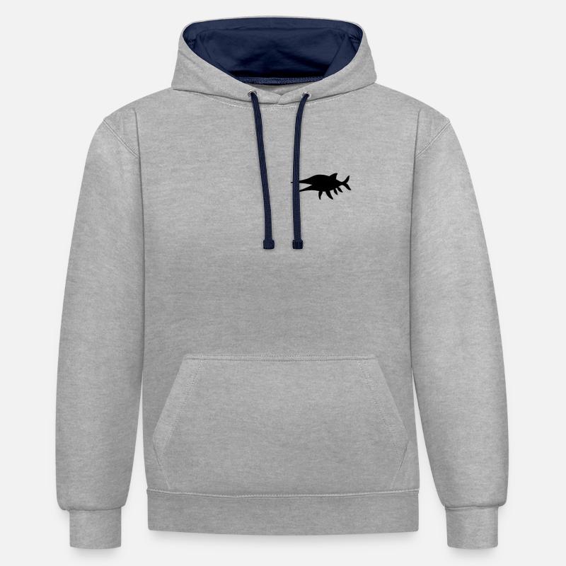 Badge - Dinosaure mignon Ichthyosaurus - Sweat à capuche contrasté - gris chiné/bleu marine
