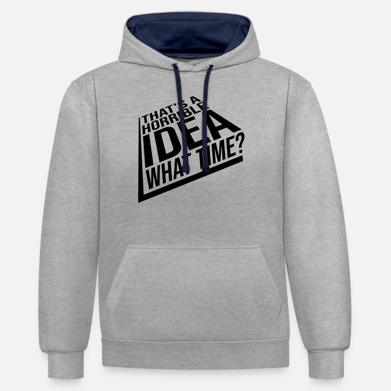 C’est une idée horrible - Sweat à capuche contrasté - gris chiné/bleu marine