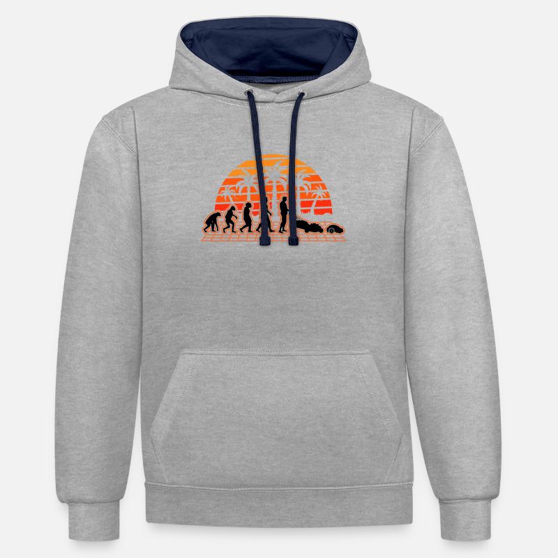 Mähroboter Evolution Retro Rasenroboter - Kontrast-Hoodie - Grau meliert/Navy