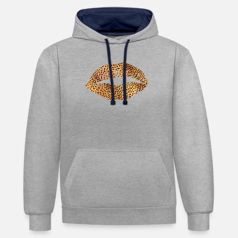 Bouche d’impression Leoprad - Sweat à capuche contrasté - gris chiné/bleu marine