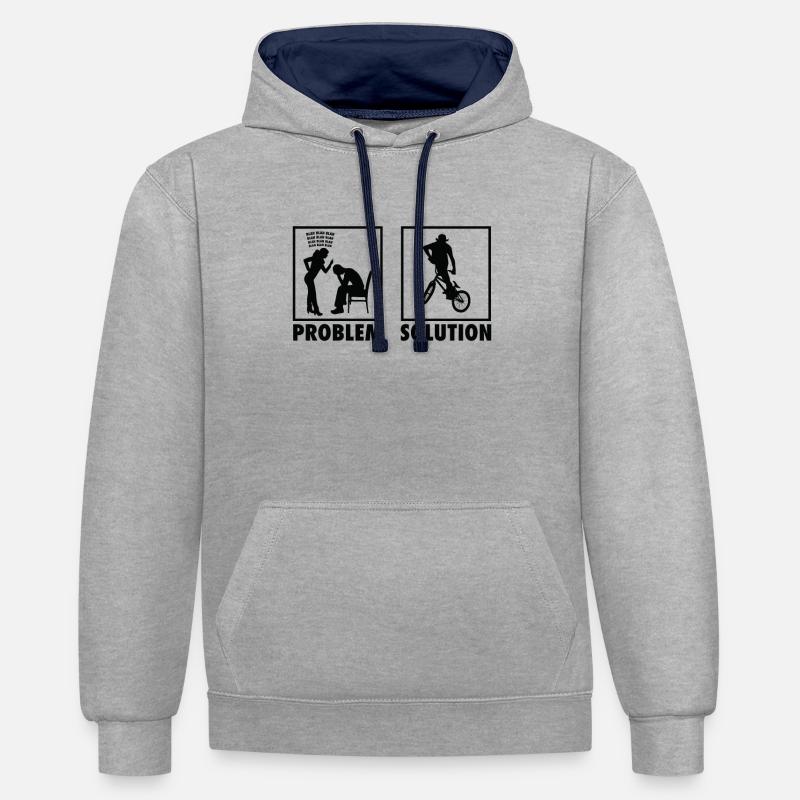 BMX Bikers Statement Problem Solution. - Kontrast-Hoodie - Grau meliert/Navy
