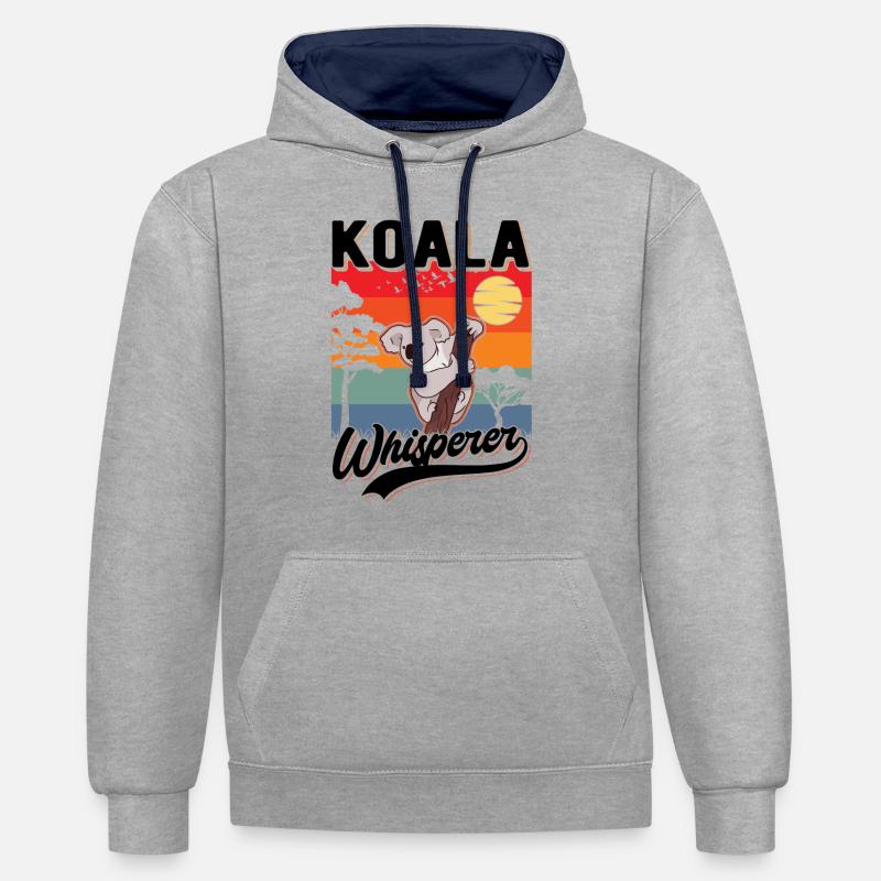 Koala Flüsterer Koala Whisperer Koalabär - Kontrast-Hoodie - Grau meliert/Navy