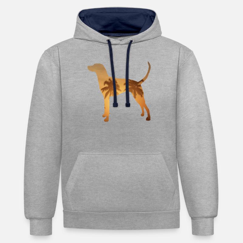 Plage d’été - Redbone Coonhound - Sweat à capuche contrasté - gris chiné/bleu marine