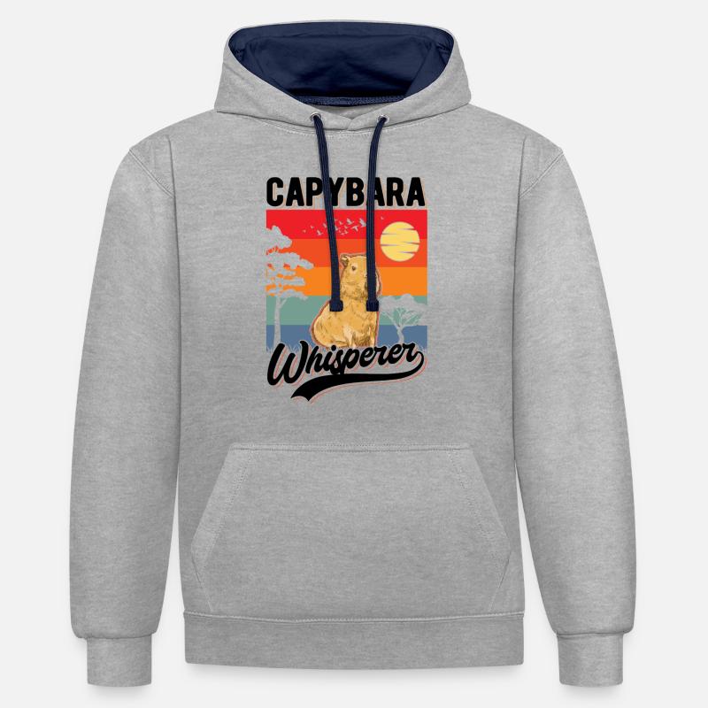 Capybara Flüsterer Capybara Whisperer - Sweat à capuche contrasté - gris chiné/bleu marine
