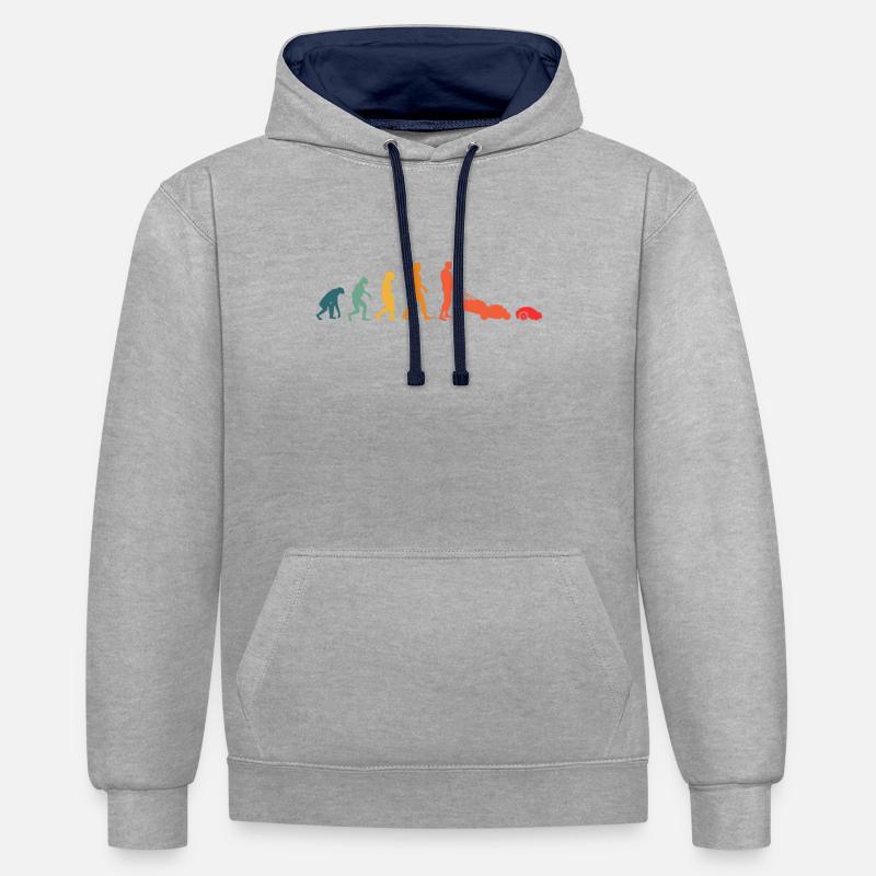 Mähroboter Evolution Retro Rasenroboter - Kontrast-Hoodie - Grau meliert/Navy
