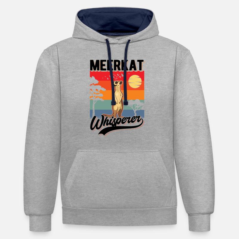Erdmännchen Flüsterer Meerkat Whisperer - Kontrast-Hoodie - Grau meliert/Navy