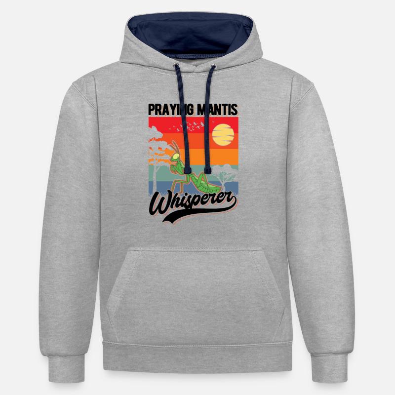 Gottesanbeterin Flüsterer Mantet religieuse Chuchoteur - Sweat à capuche contrasté - gris chiné/bleu marine