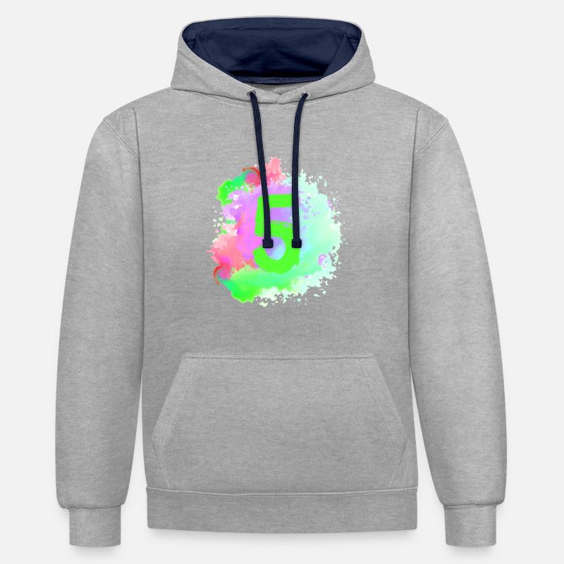 5 Nombre d’objets blob - Sweat à capuche contrasté - gris chiné/bleu marine
