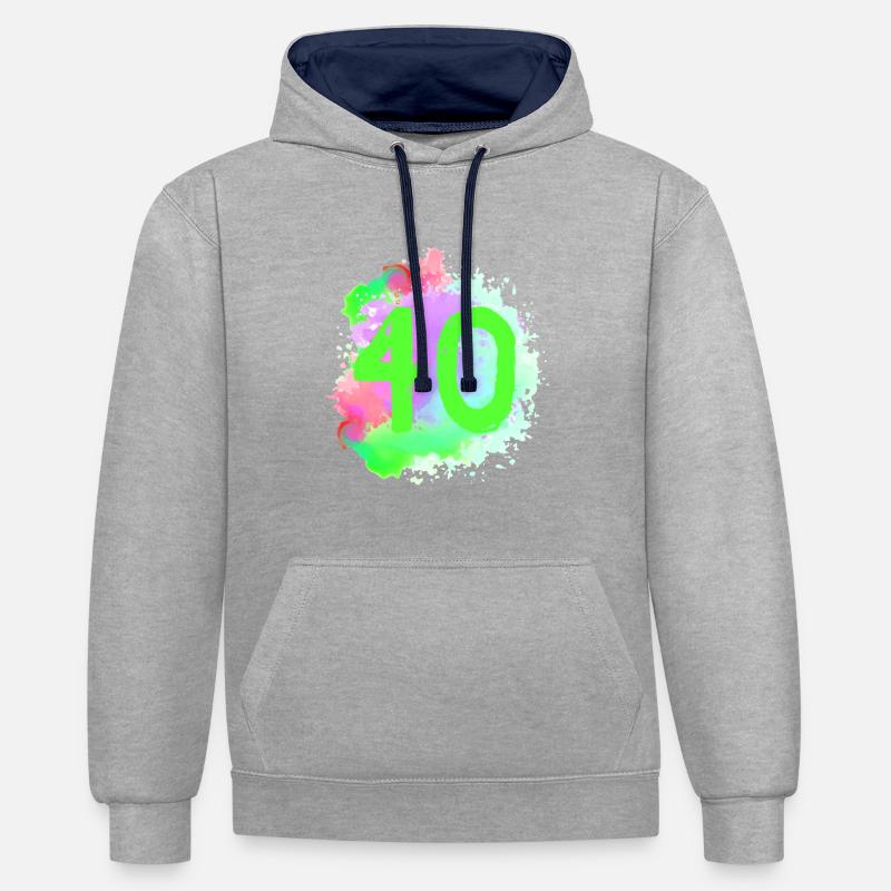 40 Nombre d’objets blob - Sweat à capuche contrasté - gris chiné/bleu marine