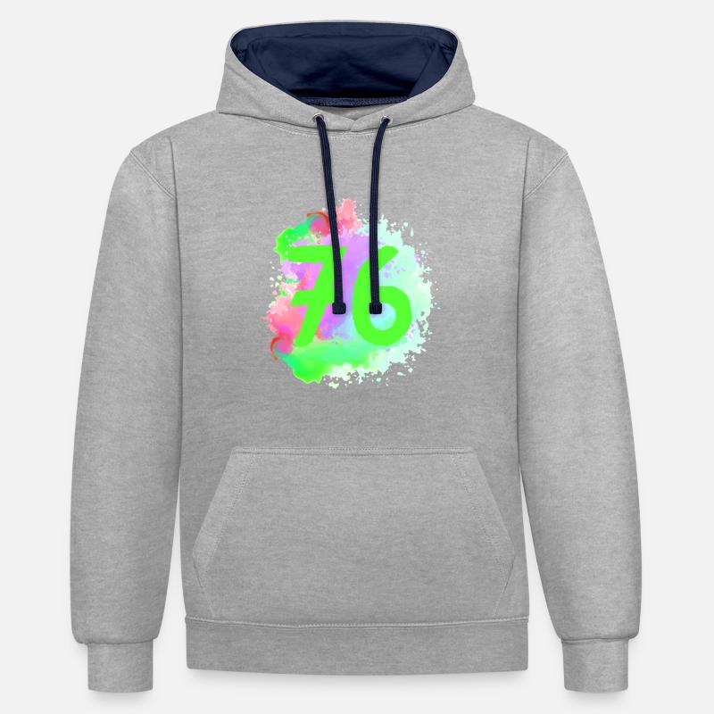 76 Nombre d’objets blob - Sweat à capuche contrasté - gris chiné/bleu marine