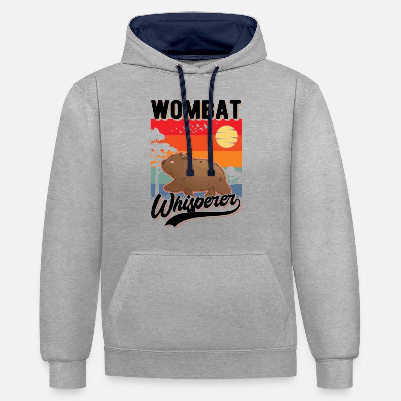 Wombat Flüsterer Wombat Whisperer - Sweat à capuche contrasté - gris chiné/bleu marine