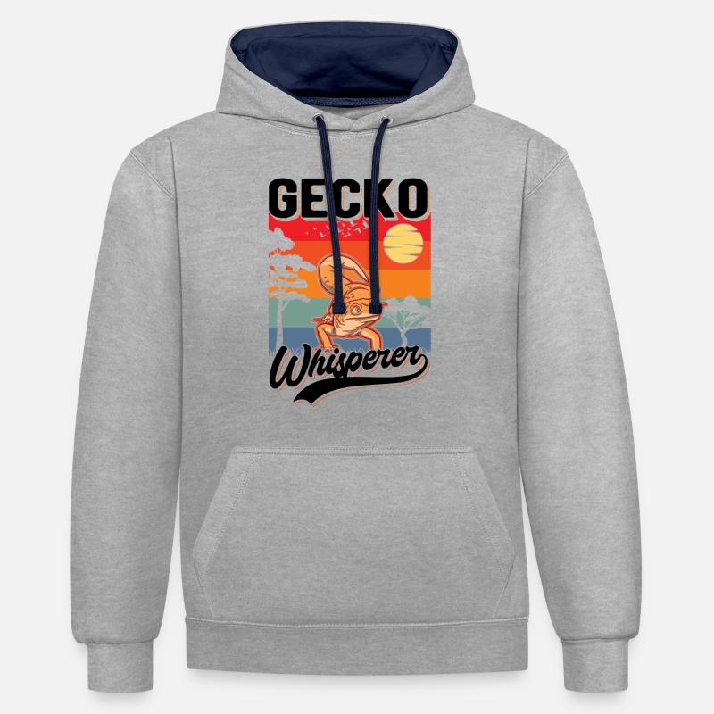 Gecko Flüsterer Gecko Whisperer - Sweat à capuche contrasté - gris chiné/bleu marine