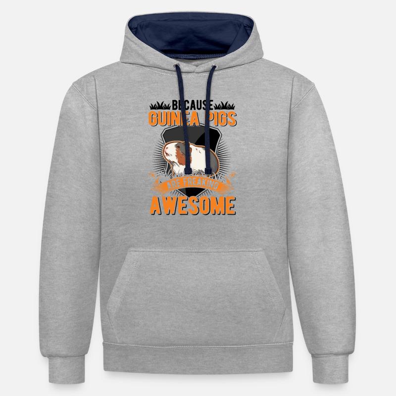 Cochon d’Inde Cadeau Cochon d’Inde - Sweat à capuche contrasté - gris chiné/bleu marine
