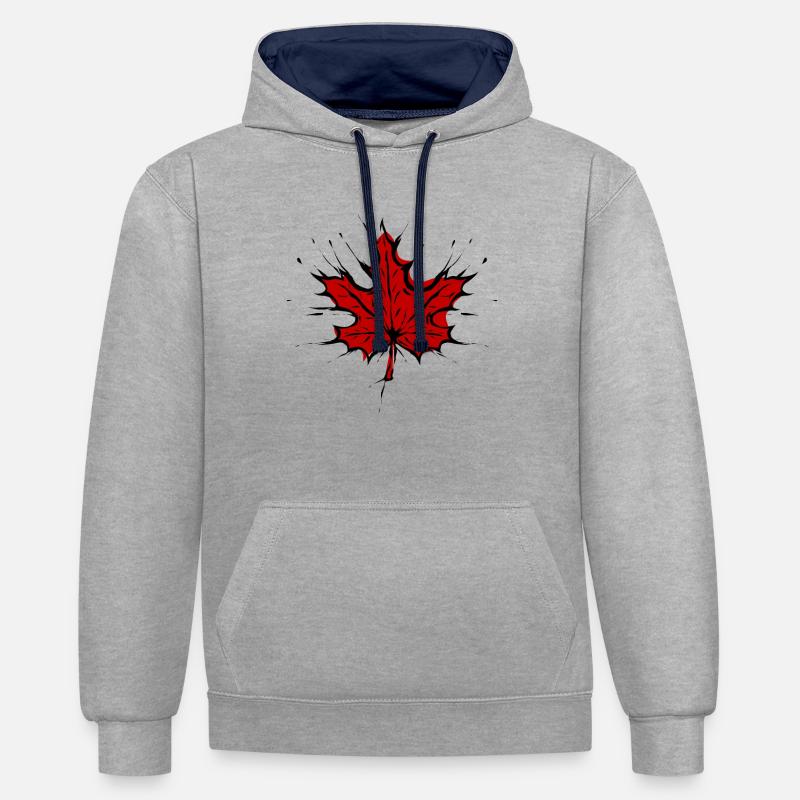 Maple Maple Leaf - Sweat à capuche contrasté - gris chiné/bleu marine