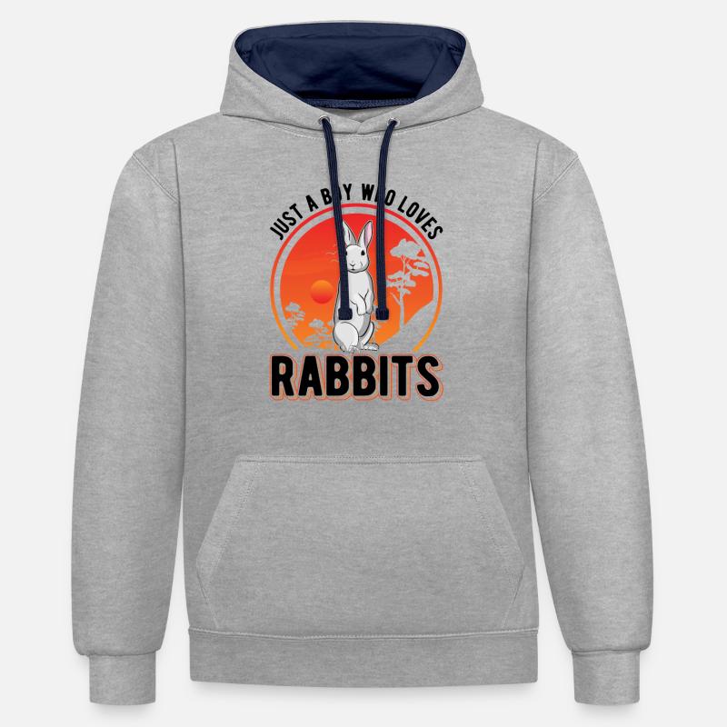 Lapin Jeune Lapin Lapin Lapin - Sweat à capuche contrasté - gris chiné/bleu marine