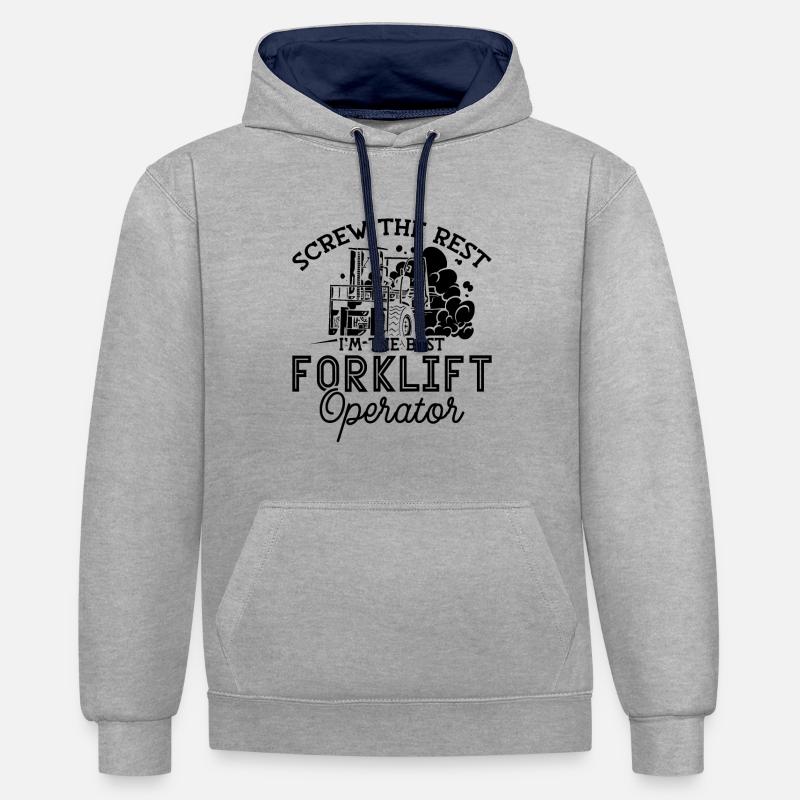 Staplerfahrer Stapler Gabelstapler Geschenkidee - Kontrast-Hoodie - Grau meliert/Navy