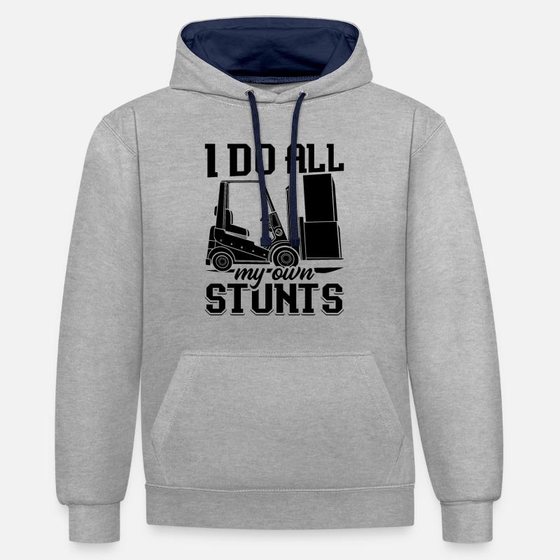 Staplerfahrer Lager Gabelstapler Geschenkidee - Kontrast-Hoodie - Grau meliert/Navy