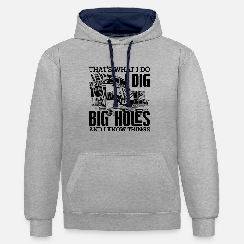 Bagger Bauarbeiter Baggerfahrer Geschenkidee - Kontrast-Hoodie - Grau meliert/Navy