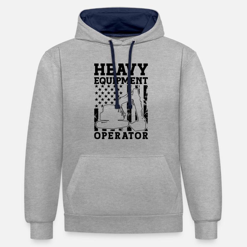 Bagger Baggerfahrer Bauarbeiter Geschenkidee - Kontrast-Hoodie - Grau meliert/Navy
