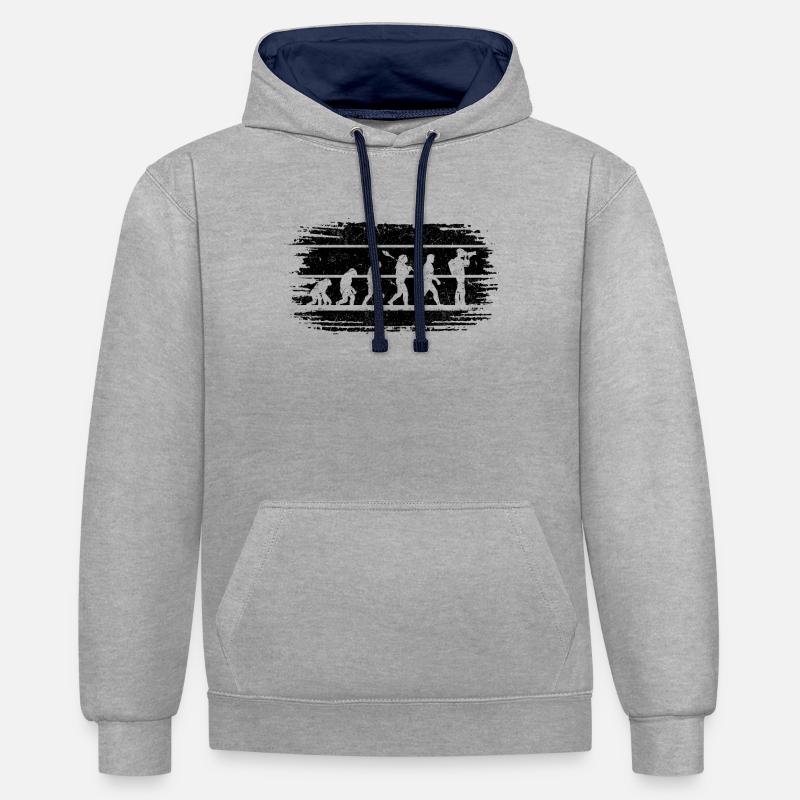 Photographie Evolution Photographie Photographe évolutionnaire - Sweat à capuche contrasté - gris chiné/bleu marine