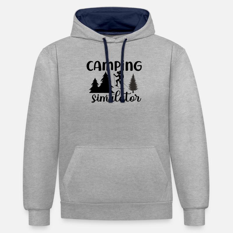 Simulateur de camping - Sweat à capuche contrasté - gris chiné/bleu marine