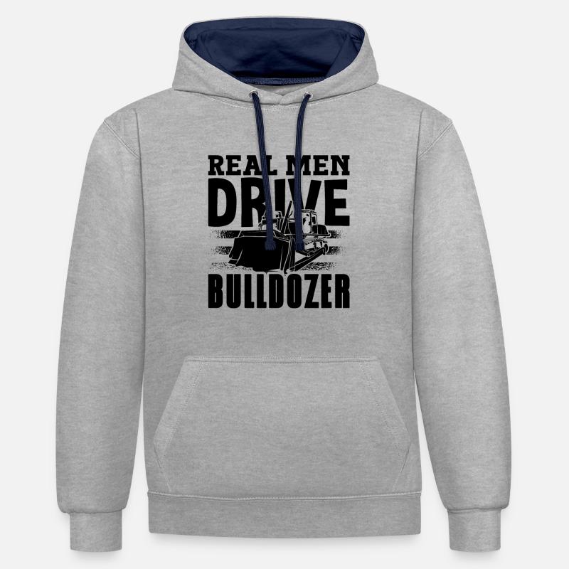 Bagger Bauarbeiter Bulldozer Raupe Geschenkidee - Kontrast-Hoodie - Grau meliert/Navy