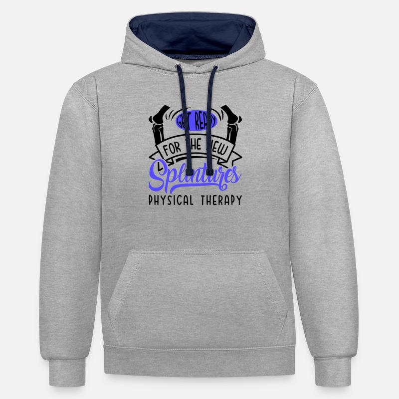 Physiothérapie Préparez-vous à la - Sweat à capuche contrasté - gris chiné/bleu marine