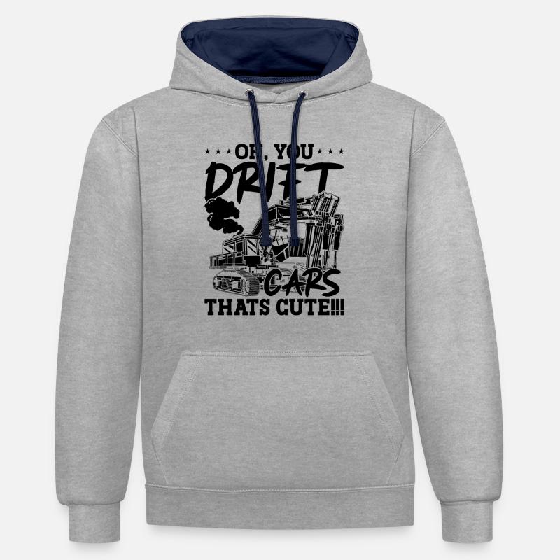 Baggern Baggerfahrer Arbeiter Bagger Geschenkidee - Kontrast-Hoodie - Grau meliert/Navy