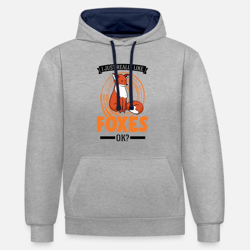J’aime beaucoup Foxes Rotfuchs Fuchs - Sweat à capuche contrasté - gris chiné/bleu marine