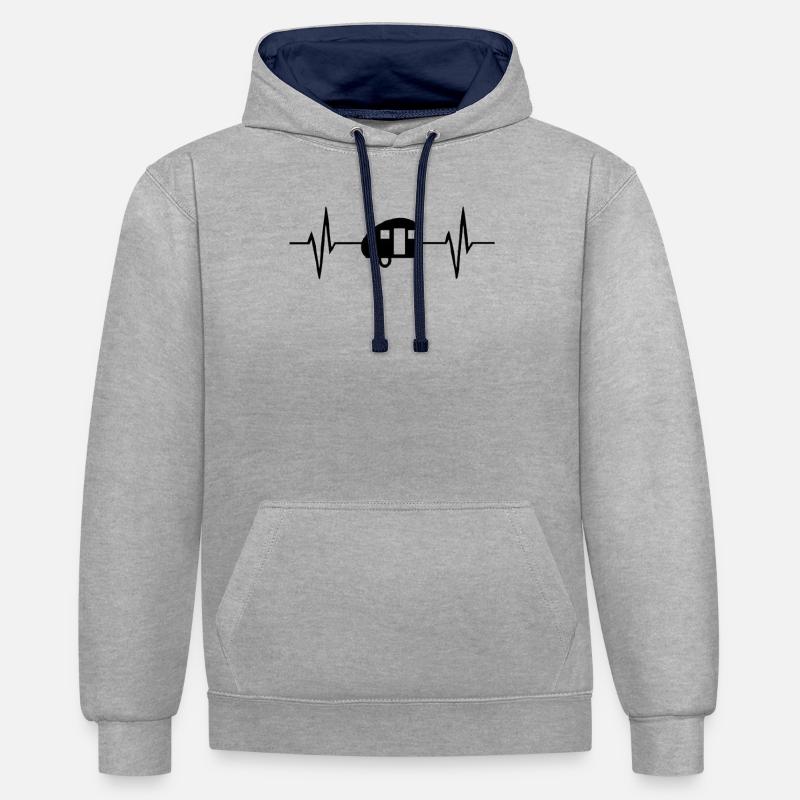 Camping Palpitations cardiaques - Sweat à capuche contrasté - gris chiné/bleu marine