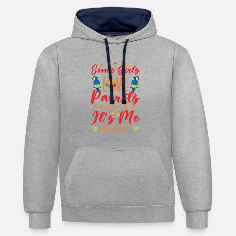 Ara Perroquet Propriétaire Filles Boire - Sweat à capuche contrasté - gris chiné/bleu marine