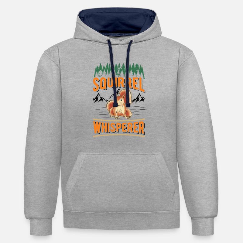 Eichhörnchen Flüsterer Squirrel Whisperer - Kontrast-Hoodie - Grau meliert/Navy