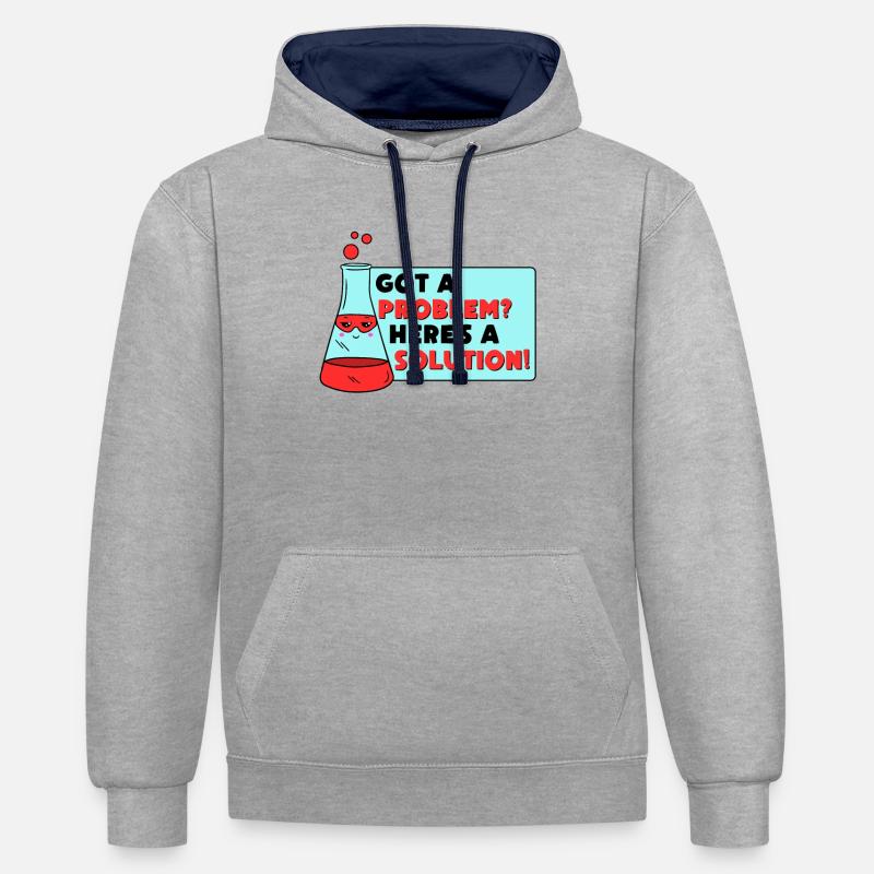 Résolution de problèmes Résolution scientifique - Sweat à capuche contrasté - gris chiné/bleu marine
