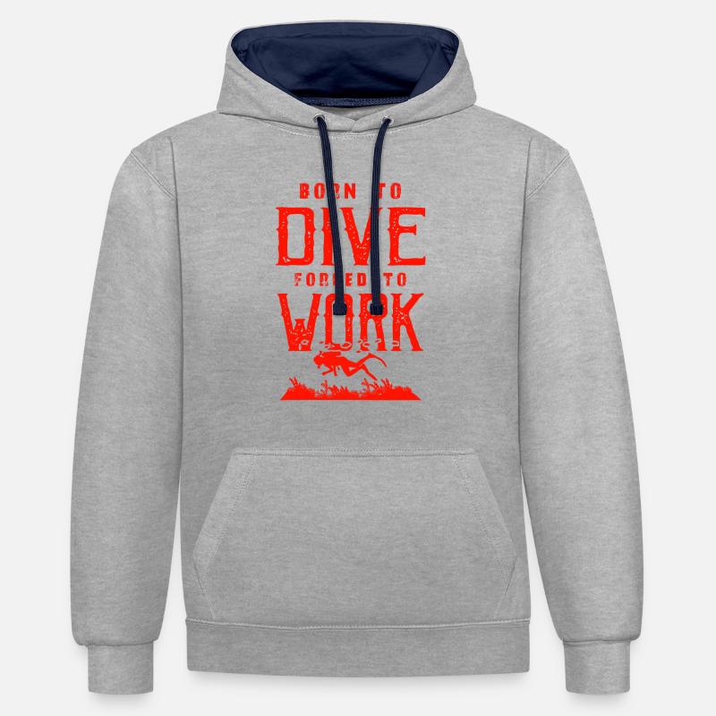 né pour la plongée - Sweat à capuche contrasté - gris chiné/bleu marine