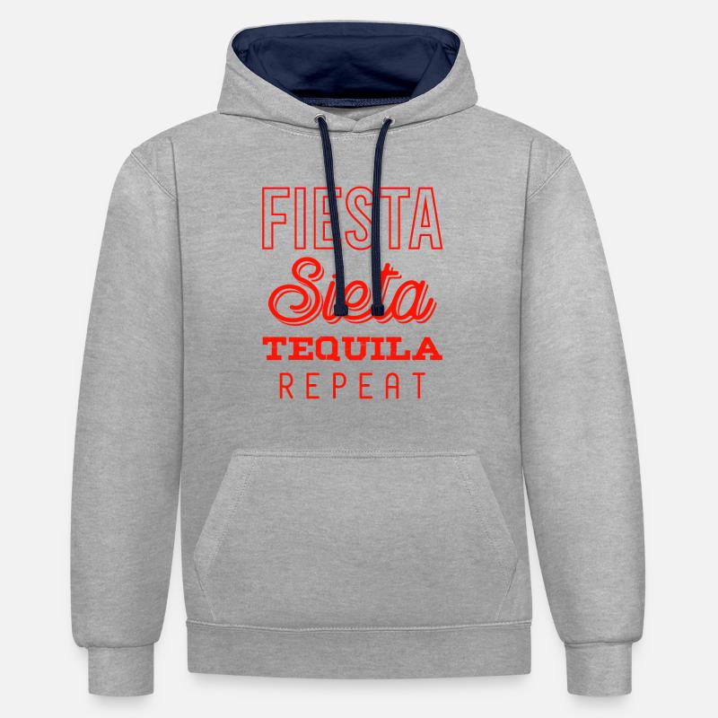 fiesta sieta tequila répéter - Sweat à capuche contrasté - gris chiné/bleu marine