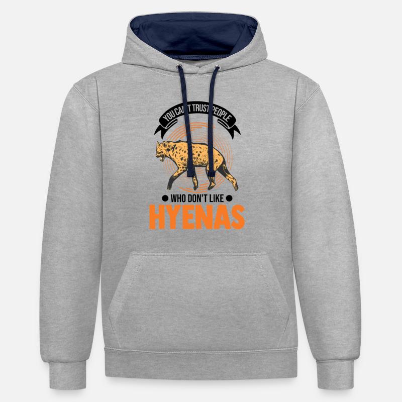 Hyène Cadeau Aardwolf Hyène - Sweat à capuche contrasté - gris chiné/bleu marine