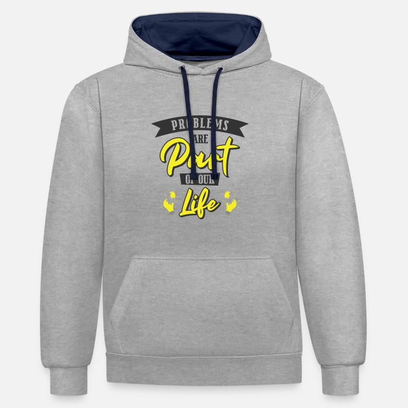 Problem Optimistic People Positive Life - Contrast hoodie - heather grey/navy