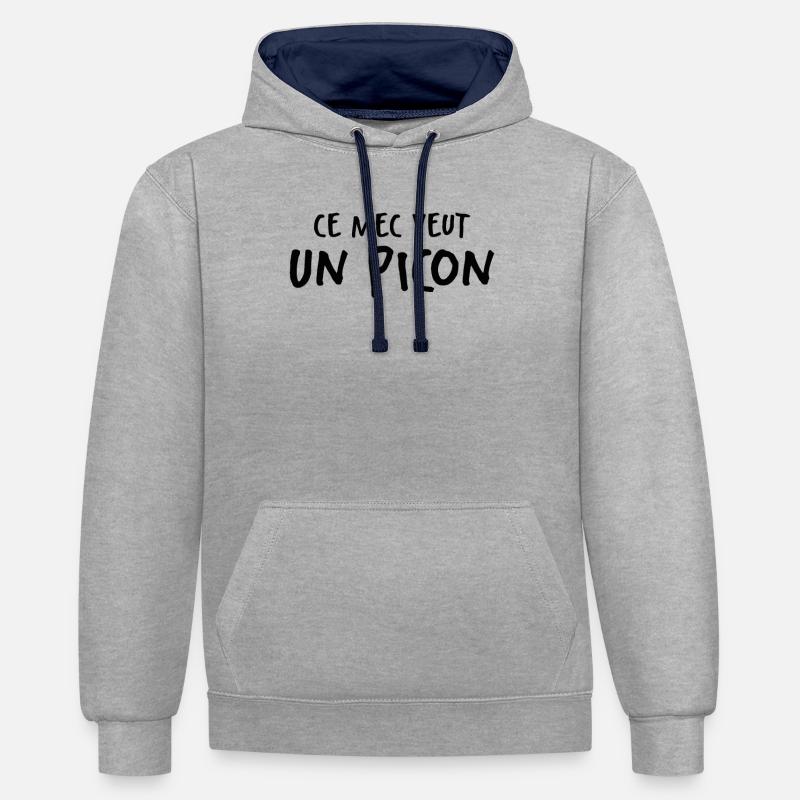 Ce Mec Veut Un Picon - Sweat à capuche contrasté - gris chiné/bleu marine