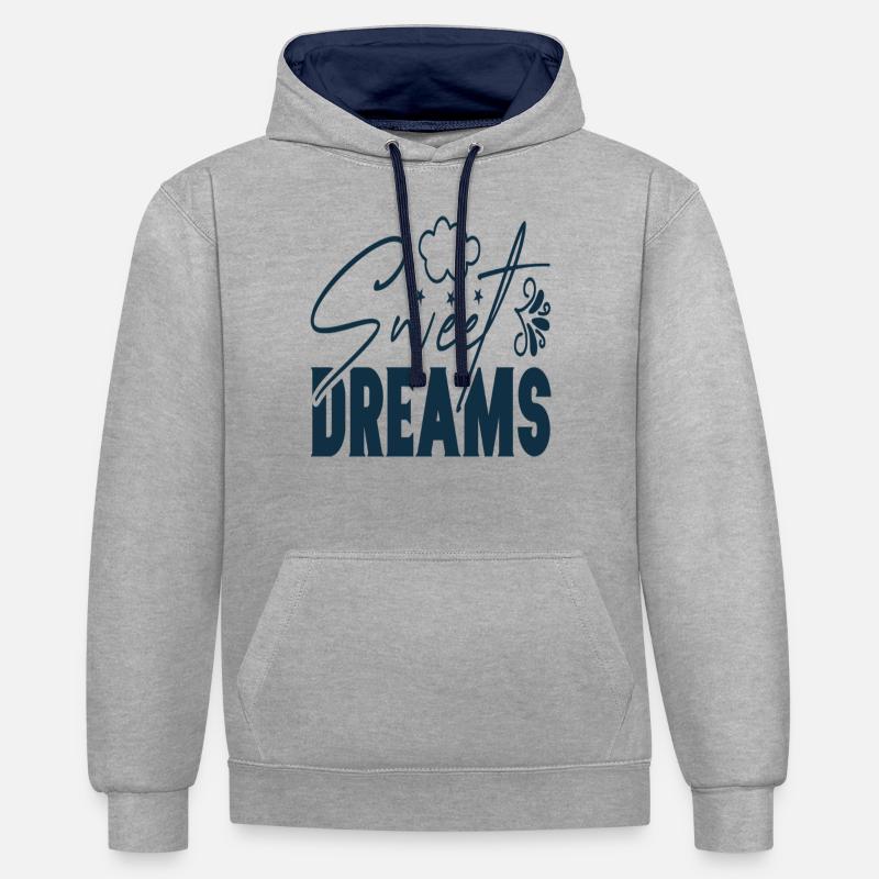 Faites de beaux rêves - Sweat à capuche contrasté - gris chiné/bleu marine